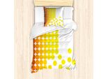 Abakuhaus Set Copripiumino Giallo E Bianco Per Letti Singoli, Ombre Dots, Antiacaro, Adatto A Chi Soffre Di Allergie, Con Federa, 135 Cm X 200 Cm - 80 X 80 Cm, Arancione Giallo Bianco