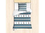 Abakuhaus Set Copripiumino Per Letti Singoli, Anchor Hipster, Antiacaro, Adatto A Chi Soffre Di Allergie, Con Federa, 135 Cm X 200 Cm - 80 X 80 Cm, Blu, Nero, Bianco