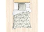 Abakuhaus Set Copripiumino Botanico Per Letti Singoli, Disegno Con Foglie Di Tisana, Antiacaro, Adatto A Chi Soffre Di Allergie, Con Federa, 135 Cm X 200 Cm - 80 X 80 Cm, Bianco E Multicolore