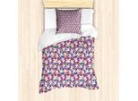 Set Copripiumino Abakuhaus Per Letti Singoli, Motivi Floreali Tropicali Esotici, Antiacaro, Adatto A Chi Soffre Di Allergie, Con Federa, 135 Cm X 200 Cm - 80 X 80 Cm, Blu Mare E Multicolore
