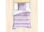Set Copripiumino Abakuhaus Per Letti Singoli, Triangoli, Antiacaro, Adatto A Chi Soffre Di Allergie, Con Federa, 135 Cm X 200 Cm - 80 X 80 Cm, Viola Lilla Bianco