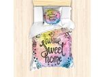 Abakuhaus Set Copripiumino Per Letto Singolo Con Proverbio, Parole Disposte In Cerchio, Antiacaro, Adatto A Chi Soffre Di Allergie, Con Federa, 135 Cm X 200 Cm - 80 X 80 Cm, Multicolore