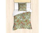 Abakuhaus Set Copripiumino Per Letto Singolo, Motivi Floreali Rococò, Antiacaro E Anallergico, Con Federa, 135 Cm X 200 Cm - 80 X 80 Cm, Azzurro Multicolore