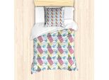 Set Copripiumino Retrò Abakuhaus Per Letti Singoli, Pastell Funky Memphis, Antiacaro, Adatto A Chi Soffre Di Allergie, Con Federa, 135 Cm X 200 Cm - 80 X 80 Cm, Multicolore