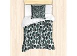 Abakuhaus Set Copripiumino Per Letti Singoli, Abstract Dots-Foglie, Antiacaro, Adatto A Chi Soffre Di Allergie, Con Federa, 135 Cm X 200 Cm - 80 X 80 Cm, Verde Pallido Blu Ardesia