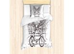 Abakuhaus Amsterdam Set Copripiumino Per Letti Singoli, Case Con Biciclette, Antiacaro, Adatto A Chi Soffre Di Allergie, Con Federa, 135 Cm X 200 Cm - 80 X 80 Cm, Grigio Scuro Bianco