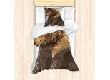 Abakuhaus Set Copripiumino Per Letto Singolo, Disegno Animale Selvatico, Antiacaro, Adatto A Chi Soffre Di Allergie, Con Federa, 135 Cm X 200 Cm - 80 X 80 Cm, Marrone Taupe
