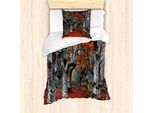 Abakuhaus Set Copripiumino Per Letti Singoli, Buchenwald Herbst, Antiacaro, Adatto A Chi Soffre Di Allergie, Con Federa, 135 Cm X 200 Cm - 80 X 80 Cm, Grigio, Rosso,