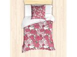 Abakuhaus Set Copripiumino Romantico Per Letti Singoli, Motivo Floreale Con Rose, Antiacaro, Adatto A Chi Soffre Di Allergie, Con Federa, 135 Cm X 200 Cm - 80 X 80 Cm, Bianco, Verde, Rosa Pastello