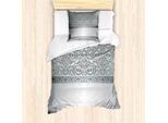 Set Copripiumino In Damasco Abakuhaus, Damasco Barocco Con Motivi Floreali In Stile Rococò, Rinascita Rinascimentale, 135 X 200 Cm + 80 X 80 Cm, Grigio Chiaro