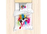 Set Copripiumino Abakuhaus Per Letti Singoli, Disegno Splatter Keyboard Fun, Antiacaro E Anallergico, Con Federa, 135 Cm X 200 Cm - 80 X 80 Cm, Bianco E Multicolore