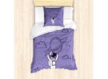 Abakuhaus Engineering Theme Set Copripiumino Per Letti Singoli, Astronaut Saturn, Antiacaro, Adatto A Chi Soffre Di Allergie, Con Federa, 135 Cm X 200 Cm - 80 X 80 Cm, Ceil Blu Quarzo Bianco