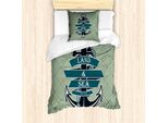 Abakuhaus Set Copripiumino Per Letti Singoli, Motivo A Rombi Acqua, Antiacaro Adatto A Chi Soffre Di Allergie Con Federa, 135 Cm X 200 Cm - 80 X 80 Cm, Verde Acqua Chiaro