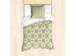 Abakuhaus Set Copripiumino Geometrico Per Letti Singoli, Motivo A Quadri Pastello, Antiacaro E Anallergico Con Federa, 135 Cm X 200 Cm - 80 X 80 Cm, Verde Chiaro Crema