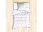 Abakuhaus Set Copripiumino Geometrico Per Letti Singoli, Concentric Hexagons, Antiacaro, Adatto A Chi Soffre Di Allergie, Con Federa, 135 Cm X 200 Cm - 80 X 80 Cm, Pale Lila