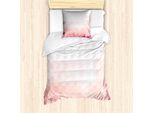 Abakuhaus Set Copripiumino Rosa Pallido Per Letti Singoli, Motivo Geometrico Digitale, Antiacaro, Adatto A Chi Soffre Di Allergie, Con Federa, 135 Cm X 200 Cm - 80 X 80 Cm, Coral Peach