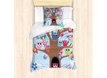 Abakuhaus Set Copripiumino Gufo, Uccelli E Farfalle Cartoon Su Un Albero Scuola Altri Criteri Composizione Per Bambini Illustrazione, 135 X 200 Cm + 80 X 80 Cm, Multicolore