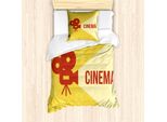 Set Copripiumino Abakuhaus Per Letti Singoli, Design Proiettore, Antiacaro, Adatto A Chi Soffre Di Allergie, Con Federa, 135 Cm X 200 Cm - 80 X 80 Cm, Beige Corallo Scuro Giallo