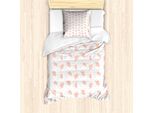 Abakuhaus Set Copripiumino Rosa Per Letti Singoli, Rami Su Pois, Antiacaro, Adatto A Chi Soffre Di Allergie, Con Federa, 135 Cm X 200 Cm - 80 X 80 Cm, Rosa Cipria E Bianco