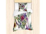 Abakuhaus Set Copripiumino Per Letto Singolo, Bouquet Floreale, Antiacaro, Adatto A Chi Soffre Di Allergie, Con Federa, 135 Cm X 200 Cm - 80 X 80 Cm, Crema Multicolore