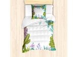 Abakuhaus Set Copripiumino Per Letti Singoli, Motivo Piante Grasse, Antiacaro, Adatto A Chi Soffre Di Allergie, Con Federa, 135 Cm X 200 Cm - 80 X 80 Cm, Multicolore
