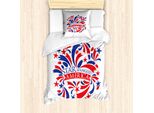 Abakuhaus 4 Luglio Set Copripiumino Per Letti Singoli, Star Spangled America, Antiacaro, Adatto A Chi Soffre Di Allergie, Con Federa, 135 Cm X 200 Cm - 80 X 80 Cm, Bianco E Multicolore