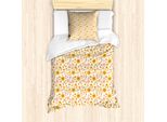 Abakuhaus Set Copripiumino Per Letti Singoli, Motivo Estivo Astratto, Antiacaro, Adatto A Chi Soffre Di Allergie, Con Federa, 135 Cm X 200 Cm - 80 X 80 Cm, Giallo Vermiglio Bianco
