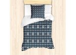 Abakuhaus Set Copripiumino Tradizionale Per Letti Singoli, Piastrelle Mosaico Azulejo, Antiacaro, Adatto A Chi Soffre Di Allergie, Con Federa, 135 Cm X 200 Cm - 80 X 80 Cm, Blu Scuro Bianco