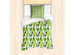 Abakuhaus Set Copripiumino Per Letti Singoli, Foglie Di Madre Natura, Antiacaro, Adatto A Chi Soffre Di Allergie, Con Federa, 135 Cm X 200 Cm - 80 X 80 Cm, Fern Green Marigold