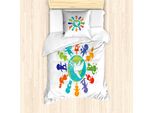 Abakuhaus Set Copripiumino Per Letti Singoli, Bambini Pigeon Planet, Antiacaro, Adatto A Chi Soffre Di Allergie, Con Federa, 135 Cm X 200 Cm - 80 X 80 Cm, Multicolore