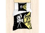 Set Copripiumino Abakuhaus Per Letti Singoli, Motivo Grunge, Antiacaro, Adatto A Chi Soffre Di Allergie, Con Federa, 135 Cm X 200 Cm - 80 X 80 Cm, Giallo, Nero, Bianco