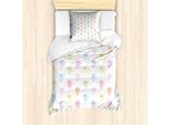 Abakuhaus Set Copripiumino Per Lettini Singoli, Palloncini Colorati Sorridenti, Antiacaro, Adatto A Chi Soffre Di Allergie, Con Federa, 135 Cm X 200 Cm - 80 X 80 Cm, Bianco E Multicolore