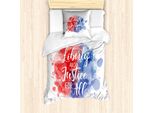 Abakuhaus 4 Luglio Set Copripiumino Per Letti Singoli, Aquarell Justice Text, Antiacaro, Adatto A Chi Soffre Di Allergie, Con Federa, 135 Cm X 200 Cm - 80 X 80 Cm, Bianco E Multicolore