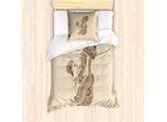 Abakuhaus Segno Zodiacale Acquario Set Copripiumino Per Letti Singoli, Vintage, Antiacaro Adatto A Chi Soffre Di Allergie Con Federa, 135 Cm X 200 Cm - 80 X 80 Cm, Beige Crema Marrone
