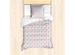 Abakuhaus Set Copripiumino Per Letti Singoli, Rami E Linee Punteggiate, Antiacaro, Adatto A Chi Soffre Di Allergie, Con Federa, 135 Cm X 200 Cm - 80 X 80 Cm, Indaco, Vermiglio, Bianco