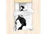 Abakuhaus Segno Zodiacale Acquario Set Copripiumino Per Letti Singoli, Donna, Antiacaro, Adatto A Chi Soffre Di Allergie, Con Federa, 135 Cm X 200 Cm - 80 X 80 Cm, Bianco E Nero