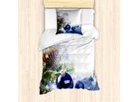 Abakuhaus Set Copripiumino Natalizio Per Letti Singoli, Decorazioni Blu, Antiacaro, Adatto A Chi Soffre Di Allergie, Con Federa, 135 Cm X 200 Cm - 80 X 80 Cm, Multicolore