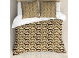 Set Copripiumino Abakuhaus Con Motivo A Ripetizione Con Graziosa Stampa Di Cani Bassotti, 200 X 200 Cm + 80 X 80 Cm, Grigio Giallo Cioccolato