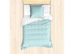 Set Copripiumino A Righe Abakuhaus Per Letti Singoli, Motivo A Linee Verticali, Antiacaro, Adatto A Chi Soffre Di Allergie, Con Federa, 135 Cm X 200 Cm - 80 X 80 Cm, Azzurro Pallido Verde Mare Pallido