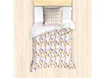 Abakuhaus Set Copripiumino Colorato Per Letti Singoli, Tulipani E Papaveri, Antiacaro, Adatto A Chi Soffre Di Allergie, Con Federa, 135 Cm X 200 Cm - 80 X 80 Cm, Multicolore