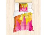 Abakuhaus Set Copripiumino Arancione E Rosa Per Letti Singoli, Flora Colorata, Antiacaro, Adatto A Chi Soffre Di Allergie, Con Federa, 135 Cm X 200 Cm - 80 X 80 Cm, Arancione Rosa Pallido Giallo