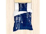 Abakuhaus Set Copripiumino Per Letti Singoli Astronaut, Astronauts Schwimmdock, Antiacaro, Adatto A Chi Soffre Di Allergie, Con Federa, 135 Cm X 200 Cm - 80 X 80 Cm, Bianco Blu Scuro