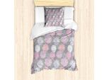 Abakuhaus Set Copripiumino Rosa E Grigio, Bouquet Di Fiori Foglie Botaniche Shabby Chic Essence Crisantemo, 135 X 200 Cm + 80 X 80 Cm, Blush Lilla Grigio