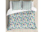 Set Copripiumino Abakuhaus, Grazioso Motivo A Fiori Su Sfondo Tinta Unita Con Stampa Primaverile, 155 X 220 Cm + 80 X 80 Cm, Multicolore