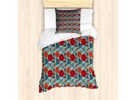 Abakuhaus Set Copripiumino Per Letti Singoli, Fiori Venusflytrap, Antiacaro, Adatto A Chi Soffre Di Allergie, Con Federa, 135 Cm X 200 Cm - 80 X 80 Cm, Multicolore