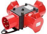 Swanew Quadro Di Distribuzione Dell'energia Quadro Di Distribuzione Dell'energia Da Cantiere 3 X Cee 400V/32A IP44 Presa Cee A 5 Poli Con Coperture Incernierate Di Sicurezza Per Il Cantiere