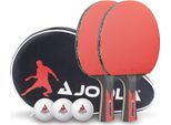 Joola Set Da Ping Pong Duo Carbon, 2 Racchette Tt + 3 Palline Tt
