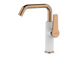 Miscelatore Per Lavabo Bocca Mobile Verticale L Bianco/Oro Rosa, Miscelatore Per Lavabo