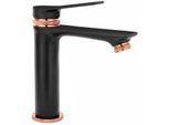 Rubinetto Da Lavabo Rea Viral Black Rose Gold Low