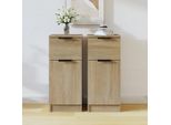 The Living Store Credenze 2 Pezzi Rovere Sonoma 30X30X70 Cm Materiale A Base Di Legno